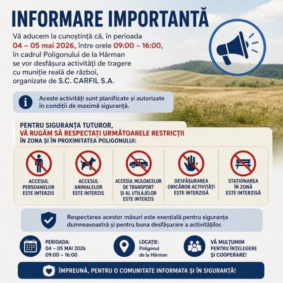 ANUNT IMPORTANT PENTRU POPULATIE